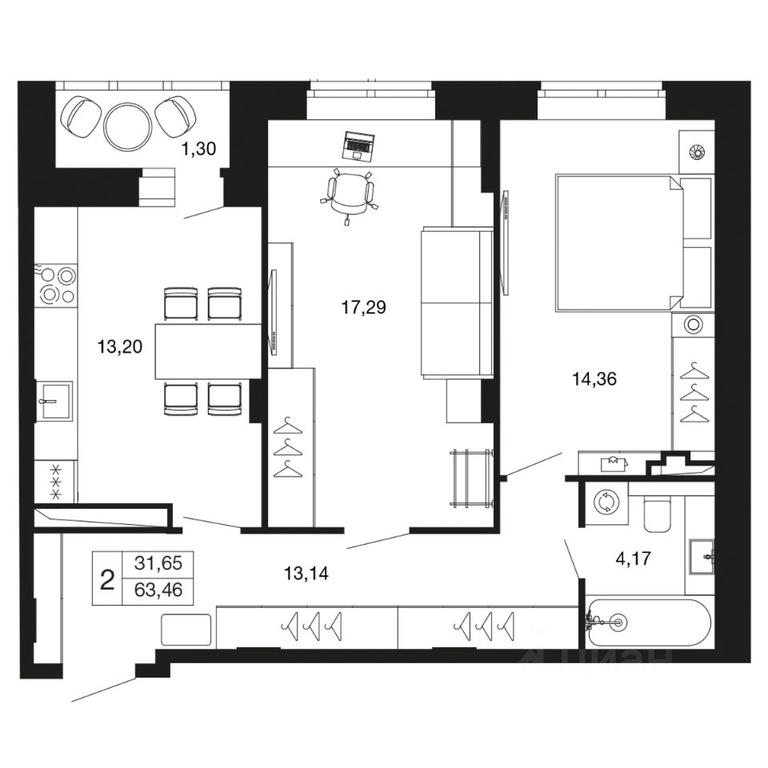 1-BD Apartment Sale, 63.46 sq. m. at Vremena goda, Proletarskaya ulitsa, Aprelevka, Naro-Fominskiy City District, Moscow Region, Russia #1 1-BD Apartment Sale, 63.46 sq. m. at Vremena goda, Proletarskaya ulitsa, Aprelevka, Naro-Fominskiy City District, Moscow Region, Russia #1