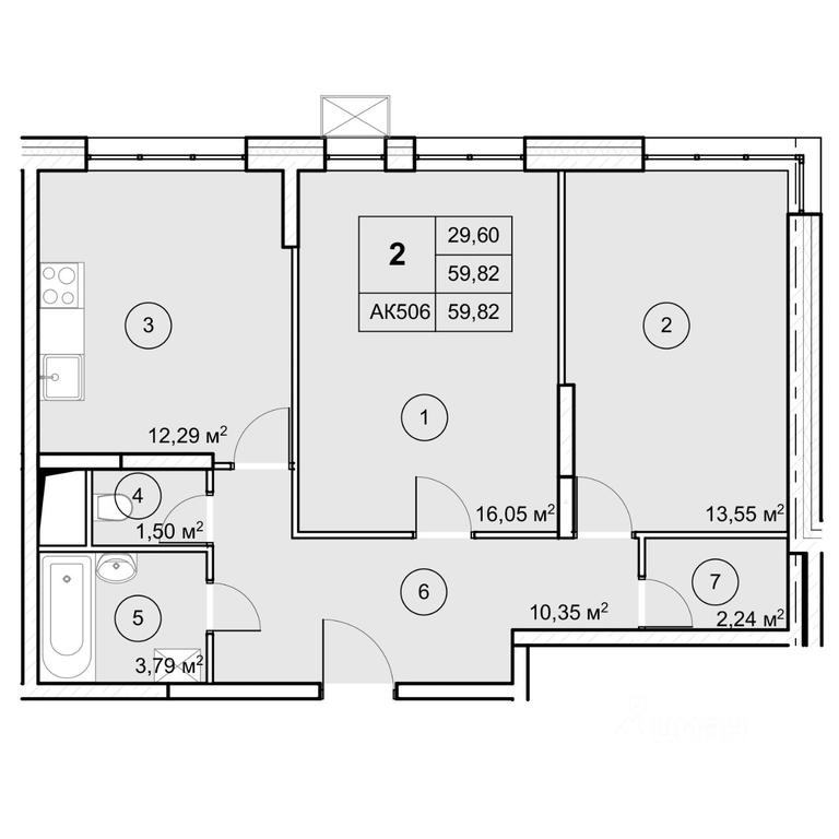 1-BD Apartment Sale, 59.77平方米 at Ekograd Novy Katuar, ulitsa Lva Tolstogo, rabochiy posyolok Nekrasovskiy, Dmitrovskiy Urban District, Moscow Region, Russia #1 1-BD Apartment Sale, 59.77平方米 at Ekograd Novy Katuar, ulitsa Lva Tolstogo, rabochiy posyolok Nekrasovskiy, Dmitrovskiy Urban District, Moscow Region, Russia #1