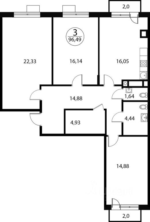 2-BD Apartment Sale, 96.49平方米 at Katuar, ulitsa Patseyko, derevnya Sukharevo, Mytishi Urban District, Moscow Region, Russia #1 2-BD Apartment Sale, 96.49平方米 at Katuar, ulitsa Patseyko, derevnya Sukharevo, Mytishi Urban District, Moscow Region, Russia #1