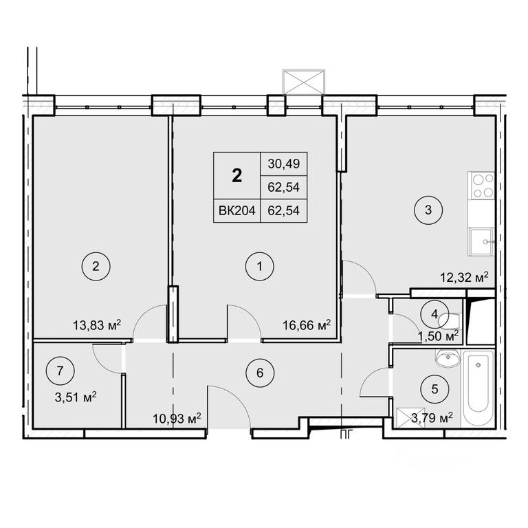 1-BD Apartment Sale, 62.54 sq. m. at Ekograd Novy Katuar, ulitsa Lva Tolstogo, rabochiy posyolok Nekrasovskiy, Dmitrovskiy Urban District, Moscow Region, Russia #1