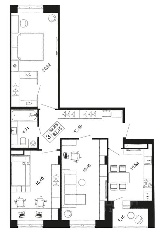 2-BD Apartment Sale, 82.45 sq. m. at Vremena goda, Proletarskaya ulitsa, Aprelevka, Naro-Fominskiy City District, Moscow Region, Russia #1 2-BD Apartment Sale, 82.45 sq. m. at Vremena goda, Proletarskaya ulitsa, Aprelevka, Naro-Fominskiy City District, Moscow Region, Russia #1