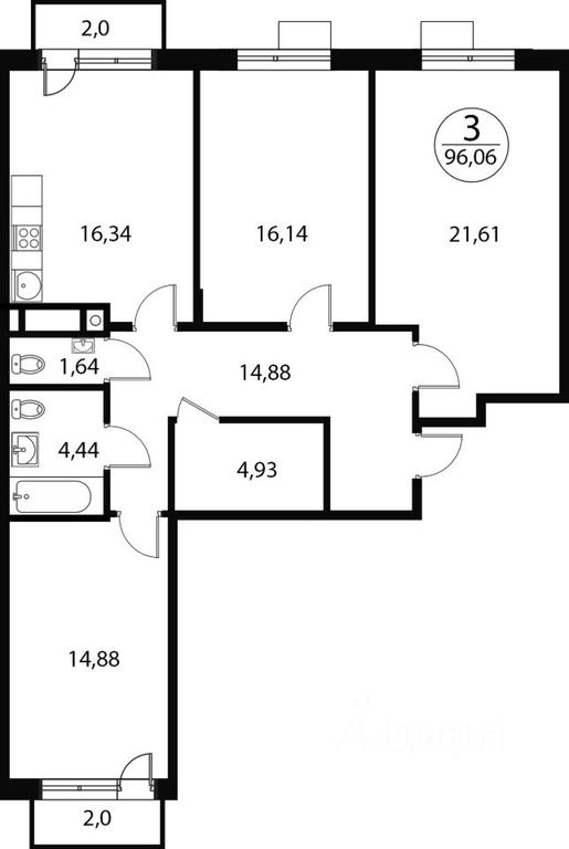 2-BD Apartment Sale, 96.06平方米 at Katuar, ulitsa Patseyko, derevnya Sukharevo, Mytishi Urban District, Moscow Region, Russia #1 2-BD Apartment Sale, 96.06平方米 at Katuar, ulitsa Patseyko, derevnya Sukharevo, Mytishi Urban District, Moscow Region, Russia #1