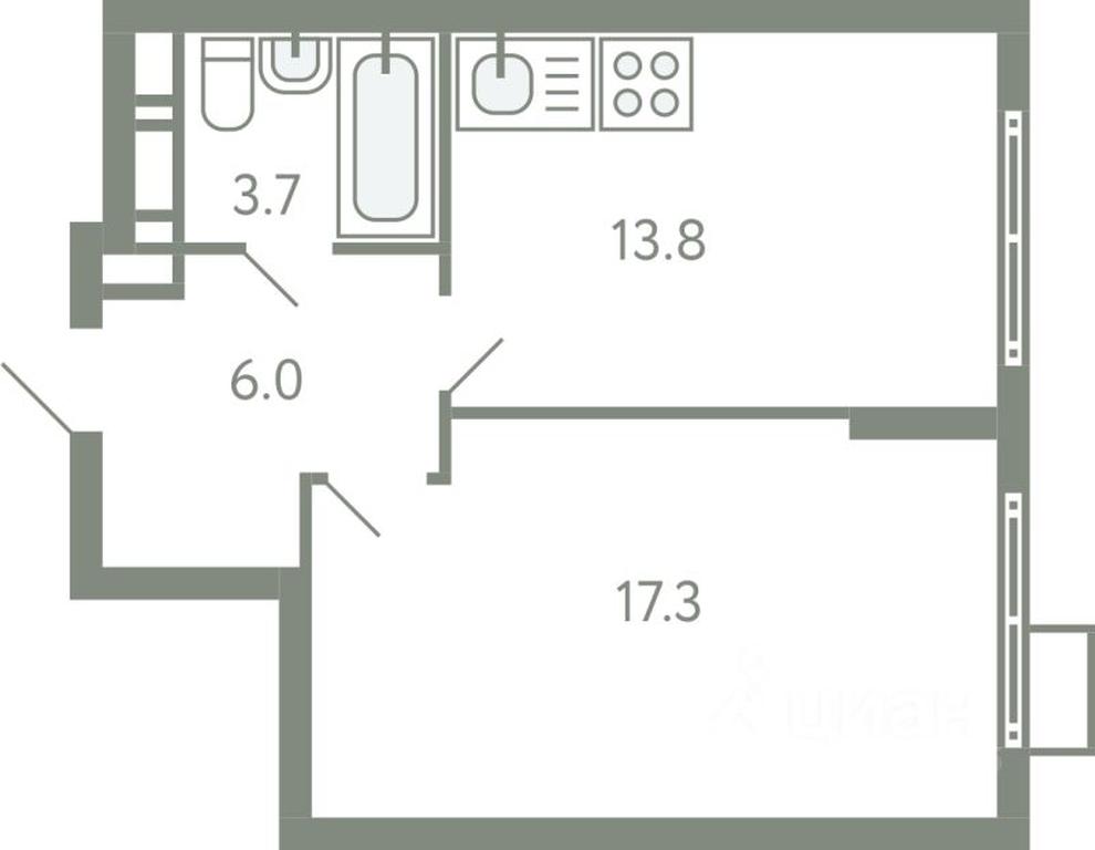 Apartment Sale, 40.1平方米 at Novo-Molokovo, Novo-Molokovskiy bulvar, selo Molokovo, Leninskiy City District, Moscow Region, Russia #1