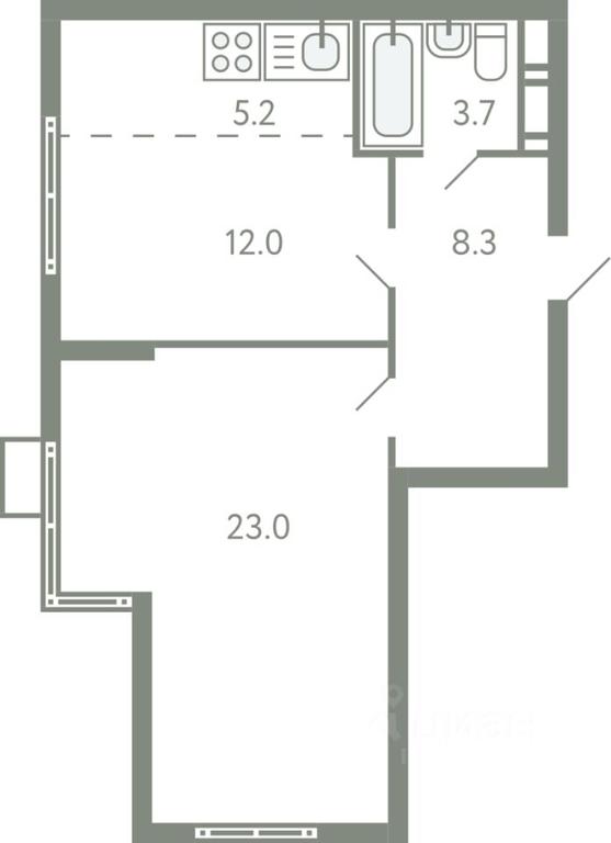 1-BD Apartment Sale, 51.1平方米 at Novo-Molokovo, Novo-Molokovskiy bulvar, selo Molokovo, Leninskiy City District, Moscow Region, Russia #1