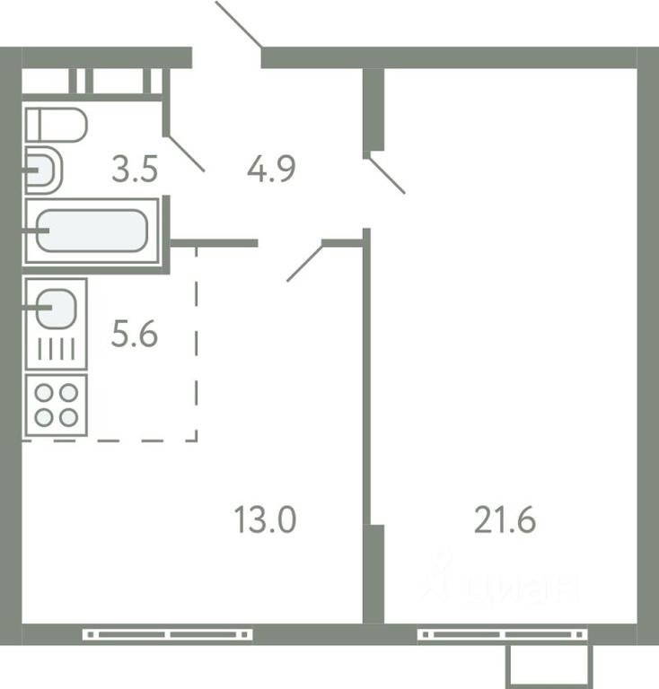 1-BD Apartment Sale, 47.6平方米 at Novo-Molokovo, Novo-Molokovskiy bulvar, selo Molokovo, Leninskiy City District, Moscow Region, Russia #1