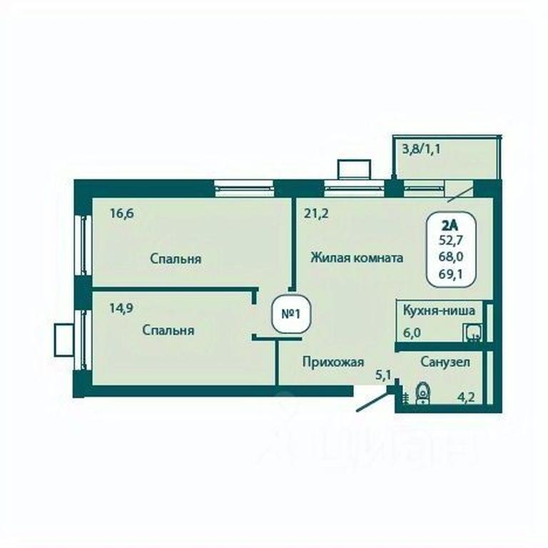 1-BD Apartment Sale, 69.1 sq. m. at Andreevka LIFE, Georgievskoe Highway, Moscow Region, Russia #1