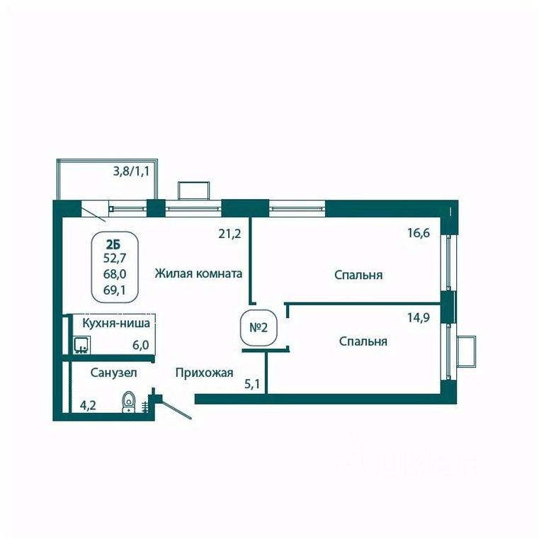1-BD Apartment Sale, 69.1 sq. m. at Andreevka LIFE, Georgievskoe Highway, Moscow Region, Russia #1