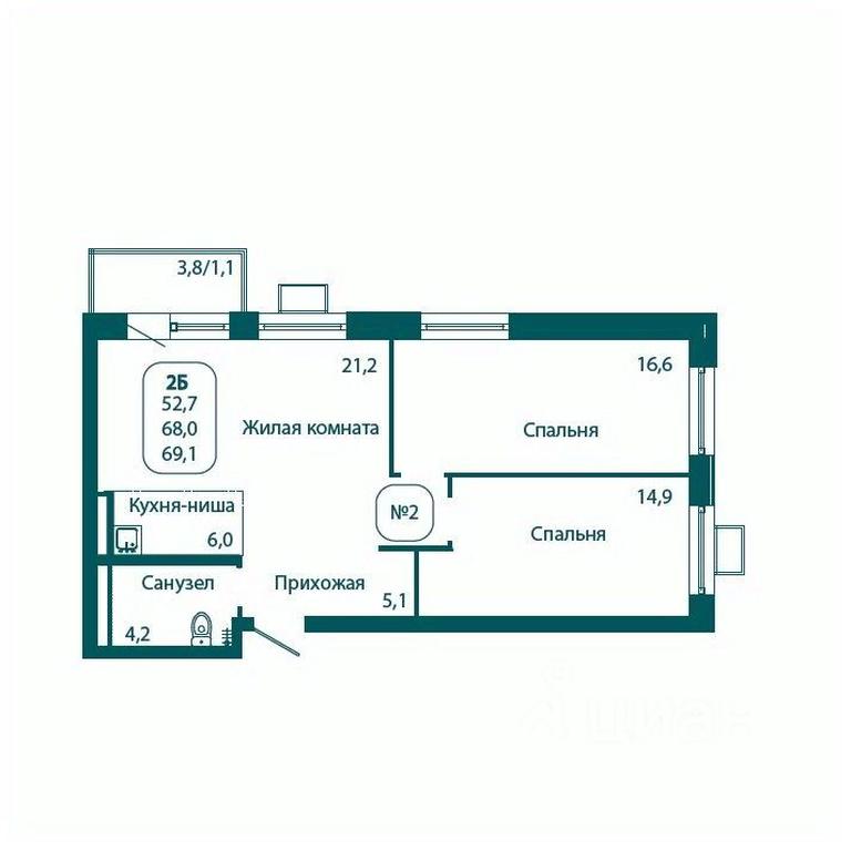 1-BD Apartment Sale, 69.1平方米 at Andreevka LIFE, Georgievskoe Highway, Moscow Region, Russia #1