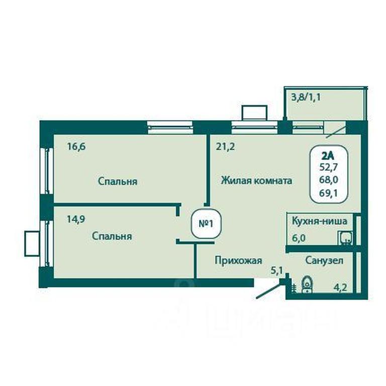 1-BD Apartment Sale, 69.1 sq. m. at Andreevka LIFE, Georgievskoe Highway, Moscow Region, Russia #1 1-BD Apartment Sale, 69.1 sq. m. at Andreevka LIFE, Georgievskoe Highway, Moscow Region, Russia #1