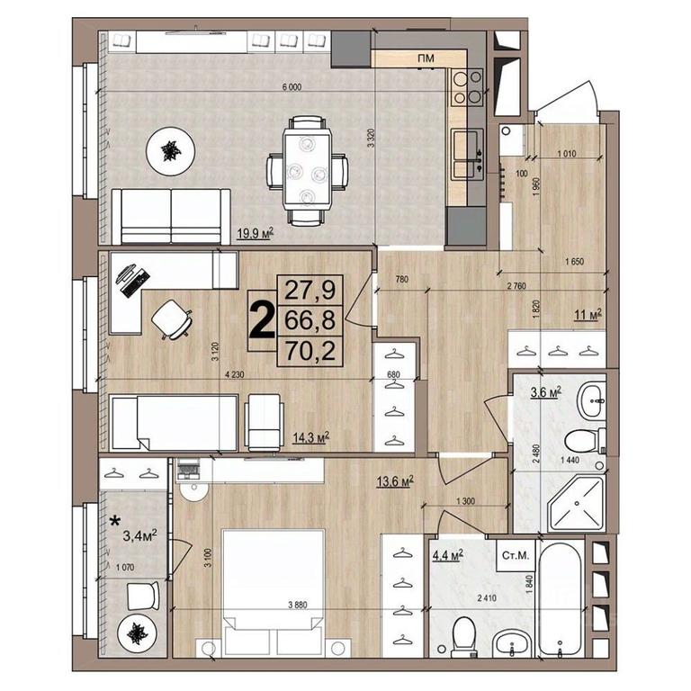 1-BD Apartment Sale, 70.2 sq. m. at Grand Komfort, Gudkova Street, Zhukovsky, Moscow Region, Russia #1 1-BD Apartment Sale, 70.2 sq. m. at Grand Komfort, Gudkova Street, Zhukovsky, Moscow Region, Russia #1