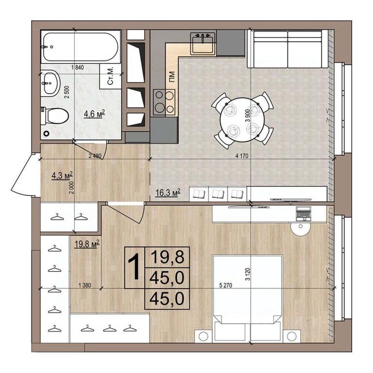 Apartment Sale, 45平方米 at Grand Komfort, Gudkova Street, Zhukovsky, Moscow Region, Russia #1
