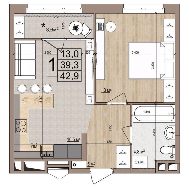 Apartment Sale, 42.9 sq. m. at Grand Komfort, Gudkova Street, Zhukovsky, Moscow Region, Russia #1 Apartment Sale, 42.9 sq. m. at Grand Komfort, Gudkova Street, Zhukovsky, Moscow Region, Russia #1