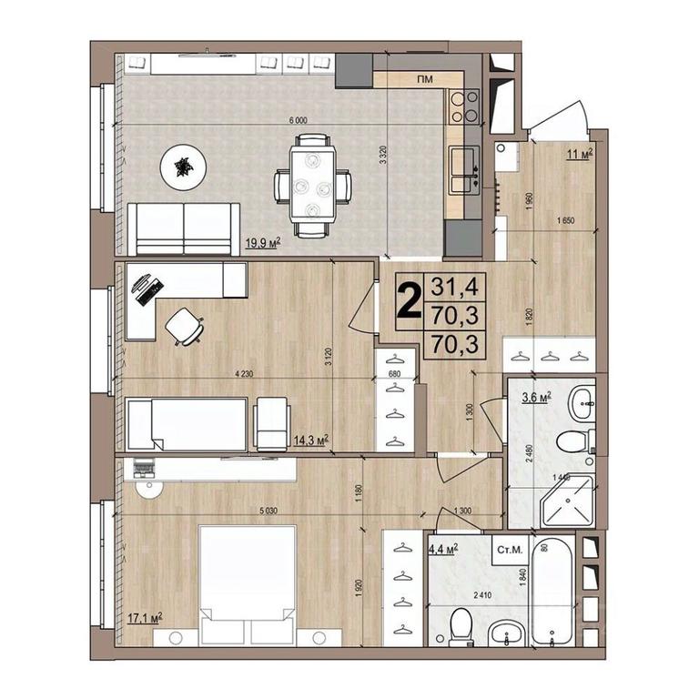 1-BD Apartment Sale, 70.3 sq. m. at Grand Komfort, Gudkova Street, Zhukovsky, Moscow Region, Russia #1 1-BD Apartment Sale, 70.3 sq. m. at Grand Komfort, Gudkova Street, Zhukovsky, Moscow Region, Russia #1