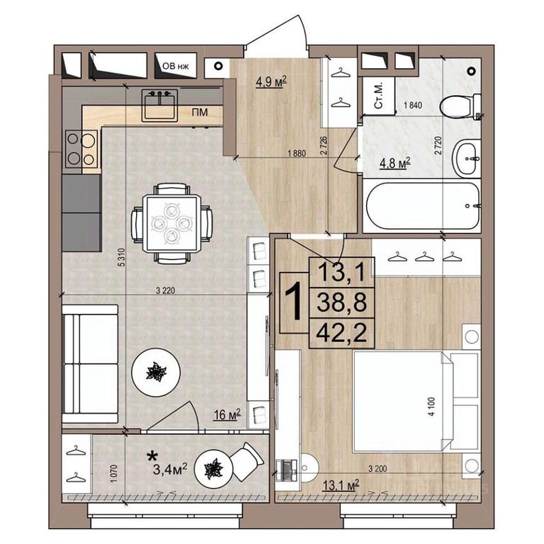 Apartment Sale, 42.2 sq. m. at Grand Komfort, Gudkova Street, Zhukovsky, Moscow Region, Russia #1 Apartment Sale, 42.2 sq. m. at Grand Komfort, Gudkova Street, Zhukovsky, Moscow Region, Russia #1