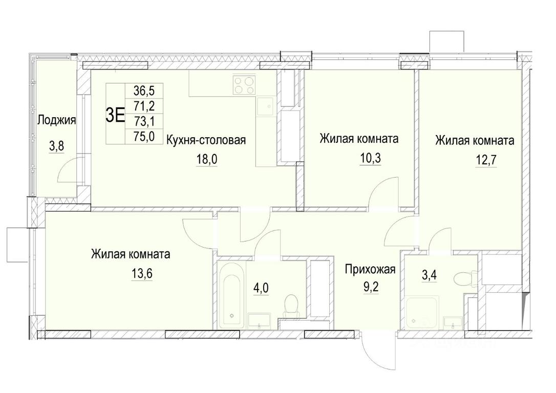 2-BD Apartment Sale, 73.1 sq. m. at Otradny, Pervomayskaya ulitsa, Mytischi, Moscow Region, Russia #1 2-BD Apartment Sale, 73.1 sq. m. at Otradny, Pervomayskaya ulitsa, Mytischi, Moscow Region, Russia #1