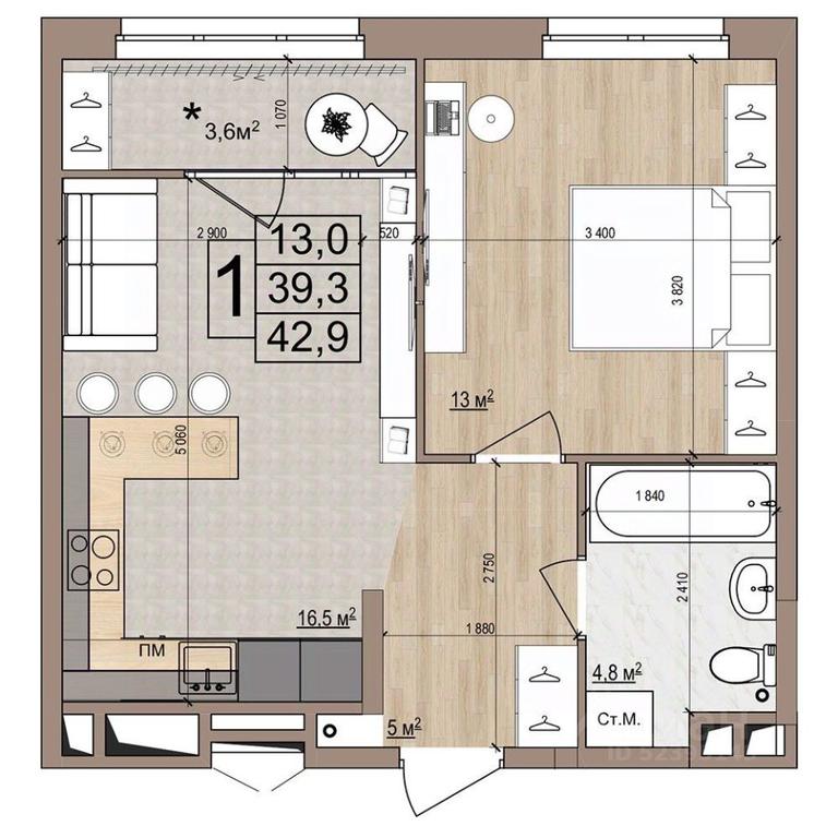 Apartment Sale, 42.9 sq. m. at Grand Komfort, Gudkova Street, Zhukovsky, Moscow Region, Russia #1 Apartment Sale, 42.9 sq. m. at Grand Komfort, Gudkova Street, Zhukovsky, Moscow Region, Russia #1