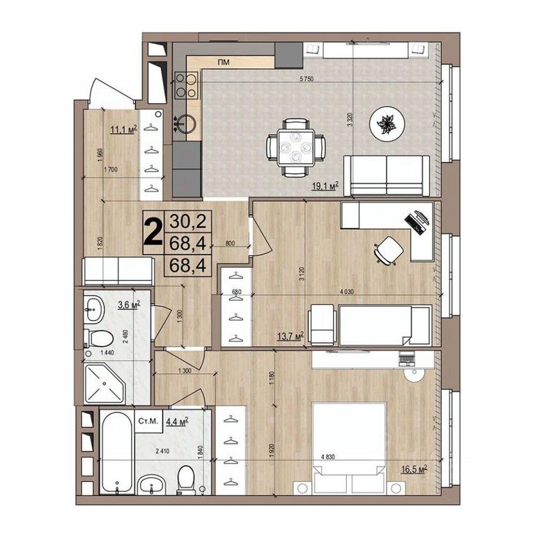 1-BD Apartment Sale, 68.4平方米 at Grand Komfort, Gudkova Street, Zhukovsky, Moscow Region, Russia #1 1-BD Apartment Sale, 68.4平方米 at Grand Komfort, Gudkova Street, Zhukovsky, Moscow Region, Russia #1