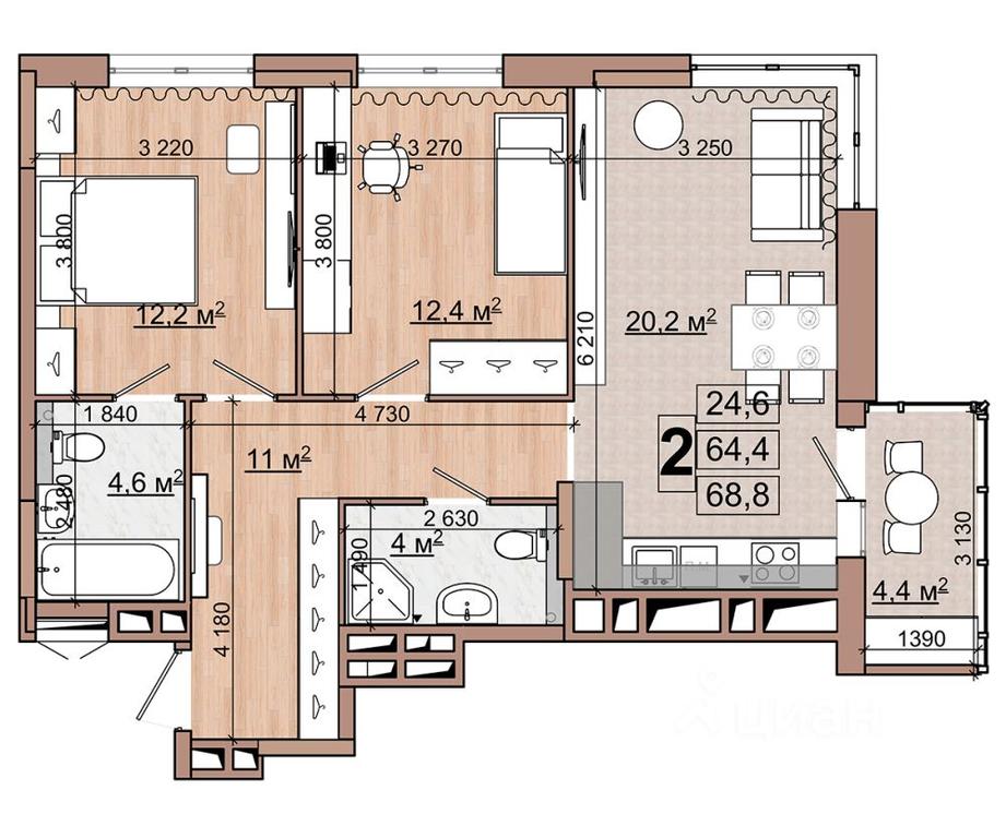 1-BD Apartment Sale, 68.8 sq. m. at Grand Komfort, Gudkova Street, Zhukovsky, Moscow Region, Russia #1 1-BD Apartment Sale, 68.8 sq. m. at Grand Komfort, Gudkova Street, Zhukovsky, Moscow Region, Russia #1