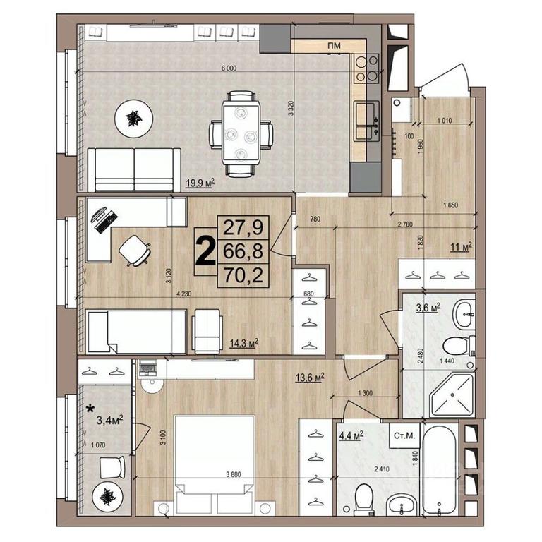 1-BD Apartment Sale, 70.2 sq. m. at Grand Komfort, Gudkova Street, Zhukovsky, Moscow Region, Russia #1 1-BD Apartment Sale, 70.2 sq. m. at Grand Komfort, Gudkova Street, Zhukovsky, Moscow Region, Russia #1