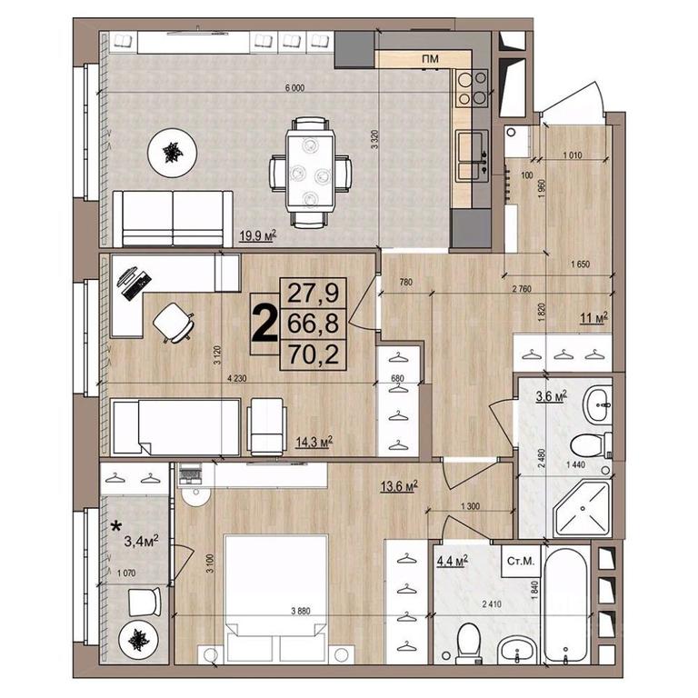 1-BD Apartment Sale, 70.2平方米 at Grand Komfort, Gudkova Street, Zhukovsky, Moscow Region, Russia #1 1-BD Apartment Sale, 70.2平方米 at Grand Komfort, Gudkova Street, Zhukovsky, Moscow Region, Russia #1