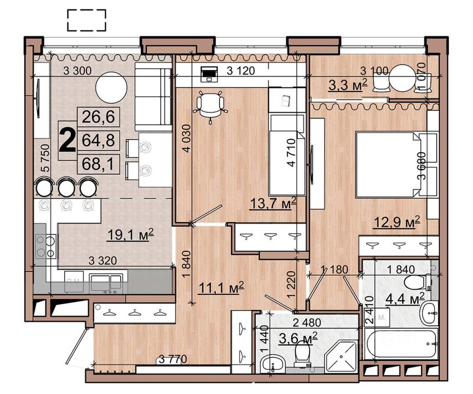 1-BD Apartment Sale, 68.1 sq. m. at Grand Komfort, Gudkova Street, Zhukovsky, Moscow Region, Russia #1 1-BD Apartment Sale, 68.1 sq. m. at Grand Komfort, Gudkova Street, Zhukovsky, Moscow Region, Russia #1