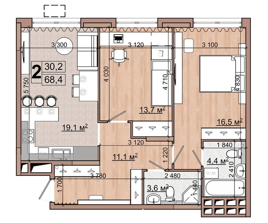 1-BD Apartment Sale, 68.4 sq. m. at Grand Komfort, Gudkova Street, Zhukovsky, Moscow Region, Russia #1 1-BD Apartment Sale, 68.4 sq. m. at Grand Komfort, Gudkova Street, Zhukovsky, Moscow Region, Russia #1