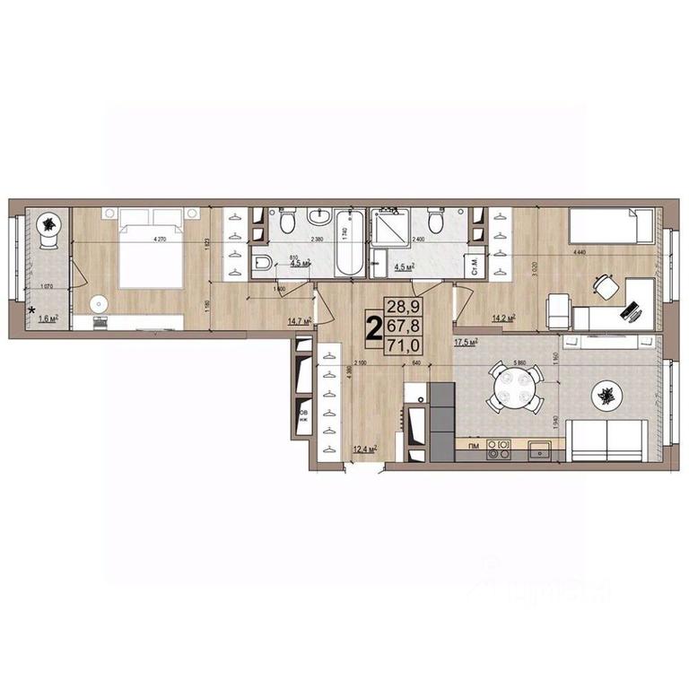 1-BD Apartment Sale, 71平方米 at Grand Komfort, Gudkova Street, Zhukovsky, Moscow Region, Russia #1 1-BD Apartment Sale, 71平方米 at Grand Komfort, Gudkova Street, Zhukovsky, Moscow Region, Russia #1