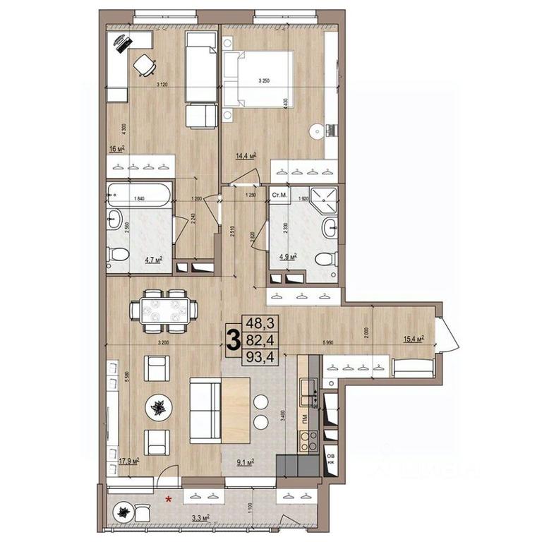 2-BD Apartment Sale, 93.4 sq. m. at Grand Komfort, Gudkova Street, Zhukovsky, Moscow Region, Russia #1 2-BD Apartment Sale, 93.4 sq. m. at Grand Komfort, Gudkova Street, Zhukovsky, Moscow Region, Russia #1