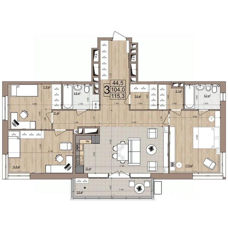 2-BD Apartment Sale, 112.6平方米 at Grand Komfort, Gudkova Street, Zhukovsky, Moscow Region, Russia #1 2-BD Apartment Sale, 112.6平方米 at Grand Komfort, Gudkova Street, Zhukovsky, Moscow Region, Russia #1