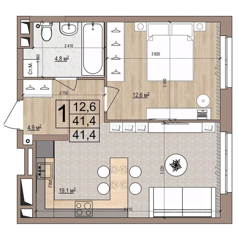 Apartment Sale, 41.4 sq. m. at Grand Komfort, Gudkova Street, Zhukovsky, Moscow Region, Russia #1 Apartment Sale, 41.4 sq. m. at Grand Komfort, Gudkova Street, Zhukovsky, Moscow Region, Russia #1