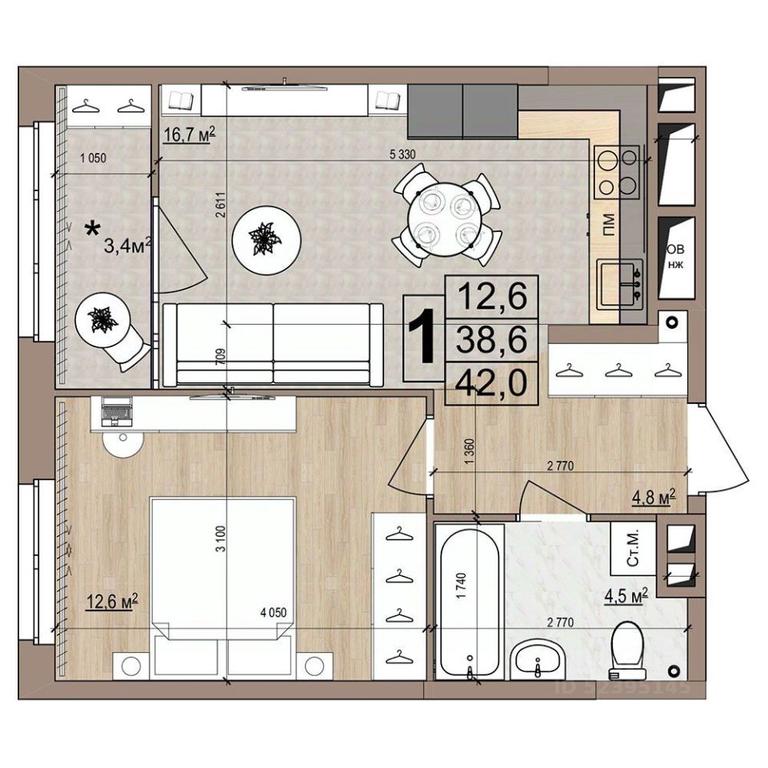 Apartment Sale, 42 sq. m. at Grand Komfort, Gudkova Street, Zhukovsky, Moscow Region, Russia #1 Apartment Sale, 42 sq. m. at Grand Komfort, Gudkova Street, Zhukovsky, Moscow Region, Russia #1