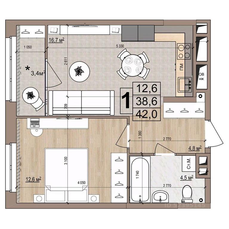 Apartment Sale, 42 sq. m. at Grand Komfort, Gudkova Street, Zhukovsky, Moscow Region, Russia #1 Apartment Sale, 42 sq. m. at Grand Komfort, Gudkova Street, Zhukovsky, Moscow Region, Russia #1