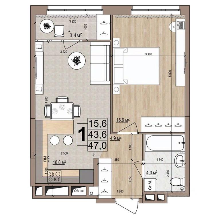 Apartment Sale, 47 sq. m. at Grand Komfort, Gudkova Street, Zhukovsky, Moscow Region, Russia #1 Apartment Sale, 47 sq. m. at Grand Komfort, Gudkova Street, Zhukovsky, Moscow Region, Russia #1