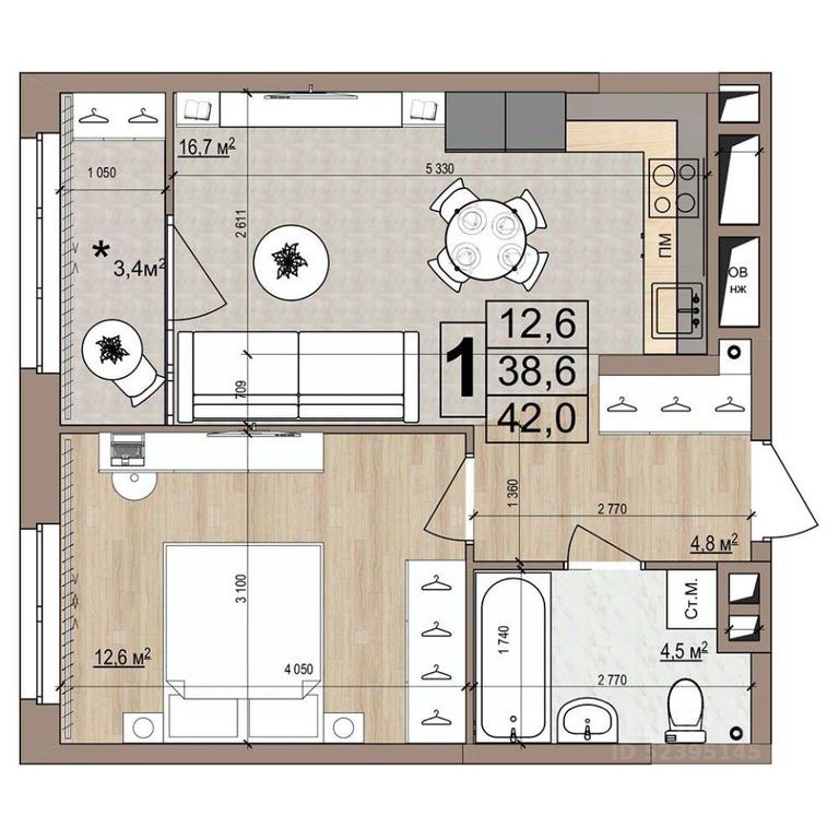 Apartment Sale, 42 sq. m. at Grand Komfort, Gudkova Street, Zhukovsky, Moscow Region, Russia #1 Apartment Sale, 42 sq. m. at Grand Komfort, Gudkova Street, Zhukovsky, Moscow Region, Russia #1