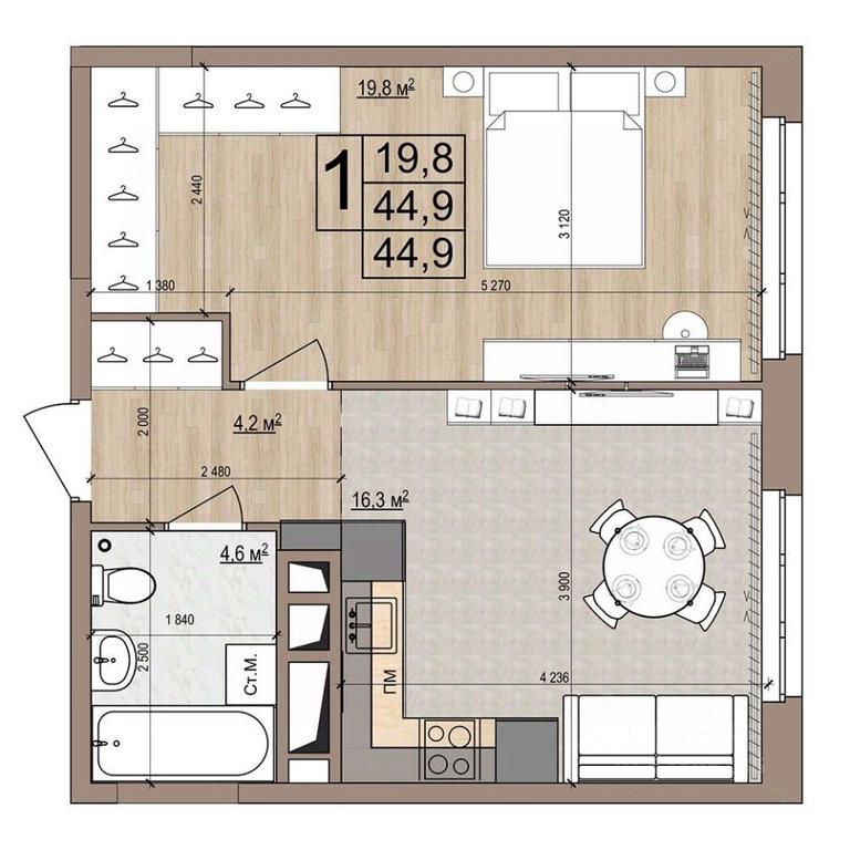 Apartment Sale, 44.9 sq. m. at Grand Komfort, Gudkova Street, Zhukovsky, Moscow Region, Russia #1 Apartment Sale, 44.9 sq. m. at Grand Komfort, Gudkova Street, Zhukovsky, Moscow Region, Russia #1