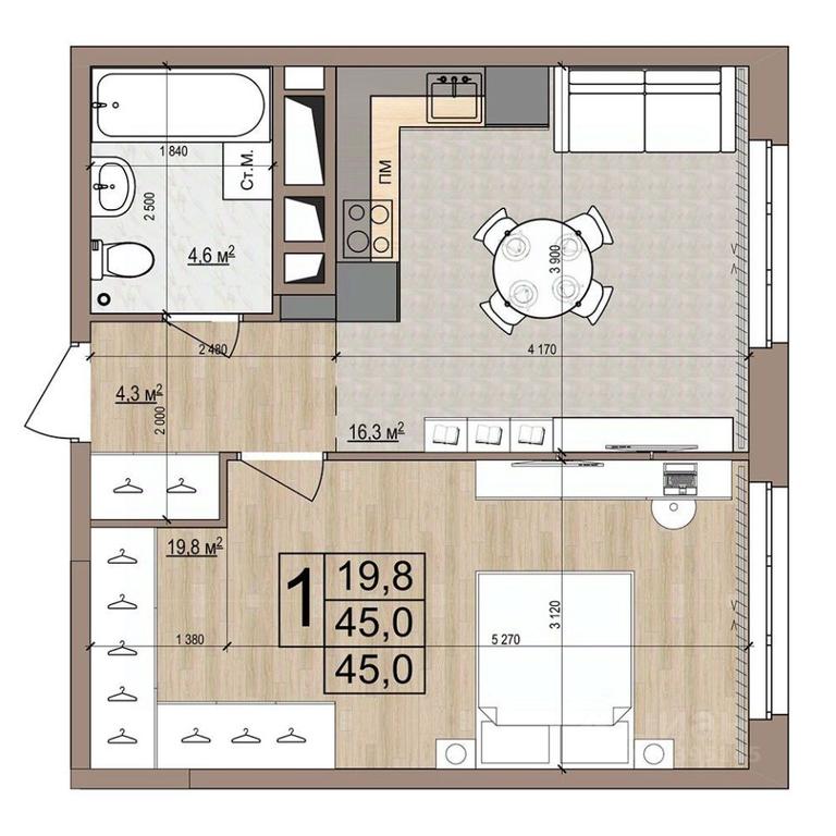 Apartment Sale, 45 sq. m. at Grand Komfort, Gudkova Street, Zhukovsky, Moscow Region, Russia #1 Apartment Sale, 45 sq. m. at Grand Komfort, Gudkova Street, Zhukovsky, Moscow Region, Russia #1