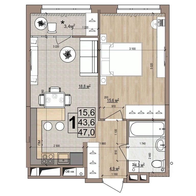 Apartment Sale, 47 sq. m. at Grand Komfort, Gudkova Street, Zhukovsky, Moscow Region, Russia #1 Apartment Sale, 47 sq. m. at Grand Komfort, Gudkova Street, Zhukovsky, Moscow Region, Russia #1