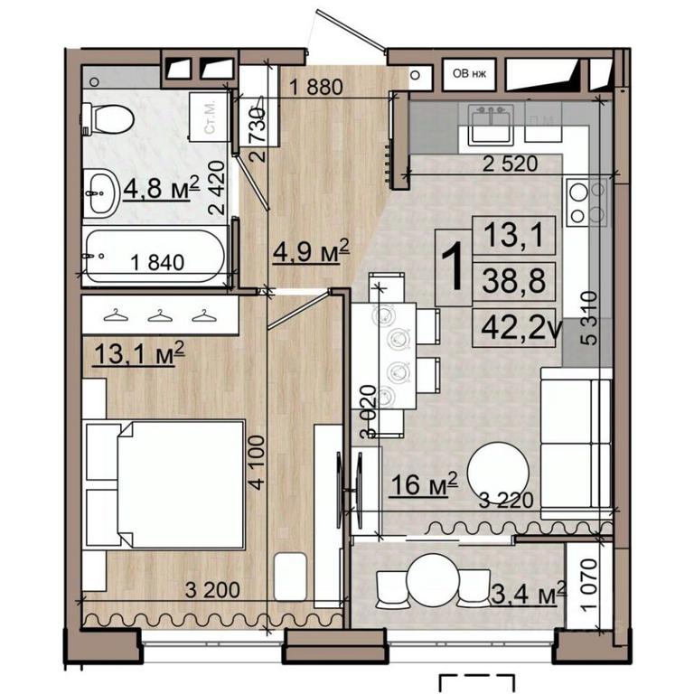 Apartment Sale, 42.2 sq. m. at Grand Komfort, Gudkova Street, Zhukovsky, Moscow Region, Russia #1 Apartment Sale, 42.2 sq. m. at Grand Komfort, Gudkova Street, Zhukovsky, Moscow Region, Russia #1