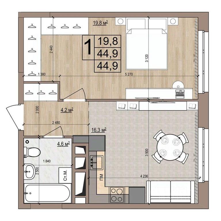 Apartment Sale, 44.9 sq. m. at Grand Komfort, Gudkova Street, Zhukovsky, Moscow Region, Russia #1 Apartment Sale, 44.9 sq. m. at Grand Komfort, Gudkova Street, Zhukovsky, Moscow Region, Russia #1