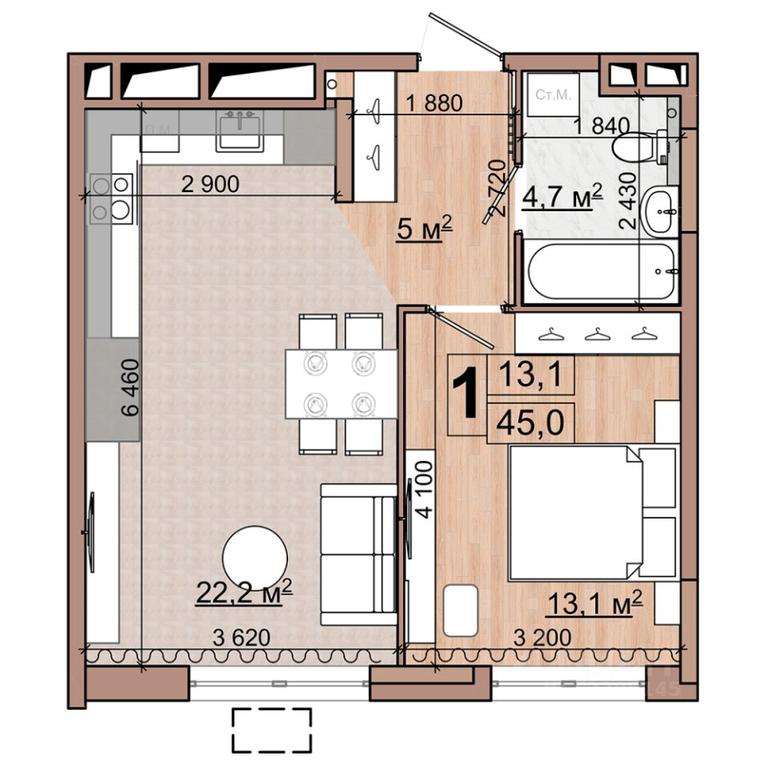 Apartment Sale, 45 sq. m. at Grand Komfort, Gudkova Street, Zhukovsky, Moscow Region, Russia #1 Apartment Sale, 45 sq. m. at Grand Komfort, Gudkova Street, Zhukovsky, Moscow Region, Russia #1
