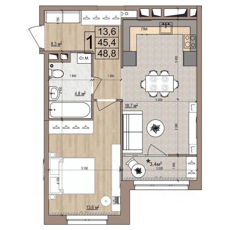 Apartment Sale, 48.8 sq. m. at Grand Komfort, Gudkova Street, Zhukovsky, Moscow Region, Russia #1 Apartment Sale, 48.8 sq. m. at Grand Komfort, Gudkova Street, Zhukovsky, Moscow Region, Russia #1