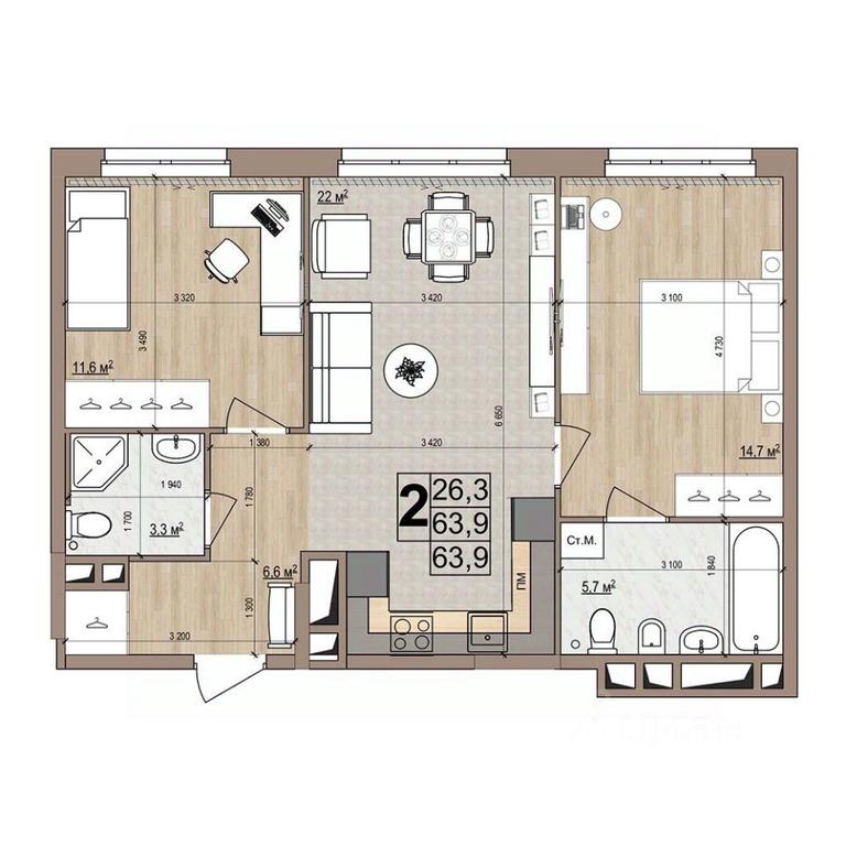 1-BD Apartment Sale, 63.9 sq. m. at Grand Komfort, Gudkova Street, Zhukovsky, Moscow Region, Russia #1 1-BD Apartment Sale, 63.9 sq. m. at Grand Komfort, Gudkova Street, Zhukovsky, Moscow Region, Russia #1