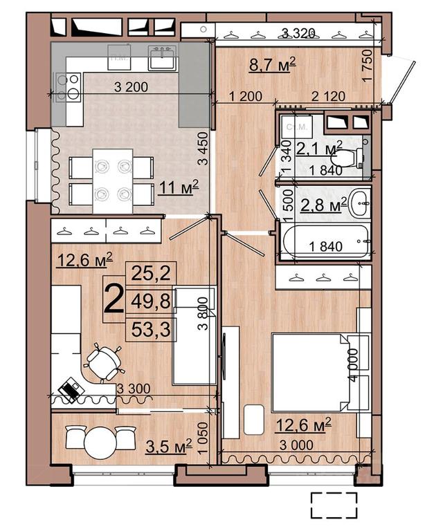 1-BD Apartment Sale, 53.3平方米 at Grand Komfort, Gudkova Street, Zhukovsky, Moscow Region, Russia #1 1-BD Apartment Sale, 53.3平方米 at Grand Komfort, Gudkova Street, Zhukovsky, Moscow Region, Russia #1