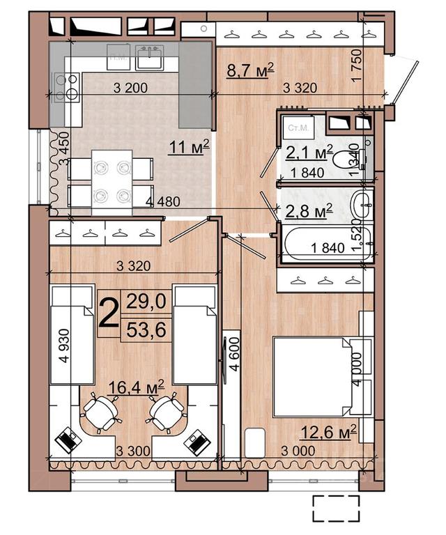 1-BD Apartment Sale, 53.6平方米 at Grand Komfort, Gudkova Street, Zhukovsky, Moscow Region, Russia #1 1-BD Apartment Sale, 53.6平方米 at Grand Komfort, Gudkova Street, Zhukovsky, Moscow Region, Russia #1