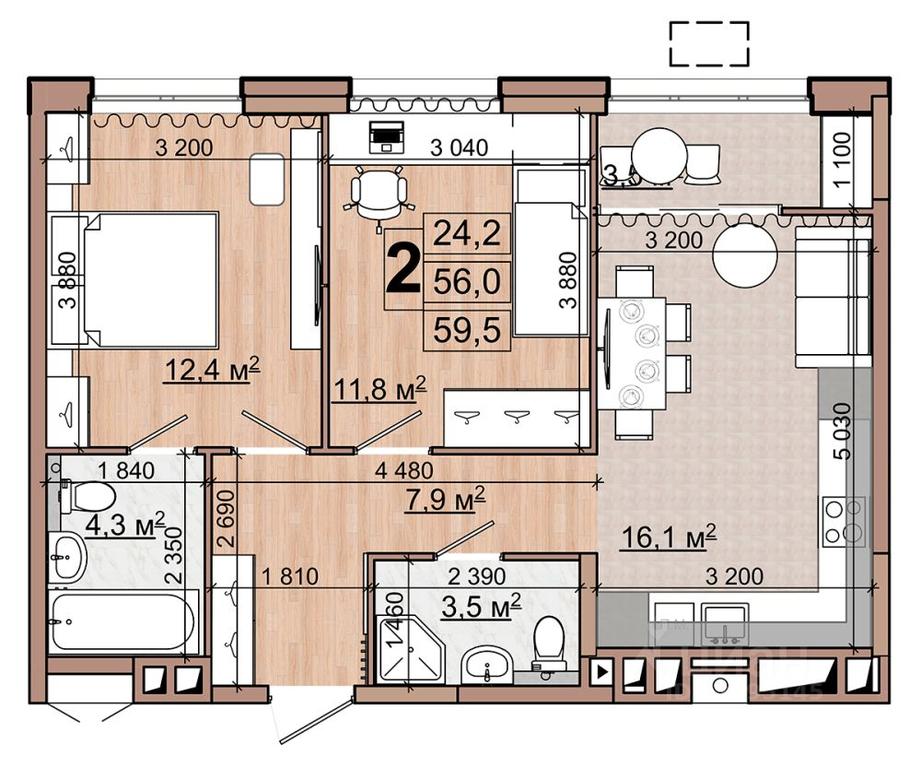 1-BD Apartment Sale, 59.5平方米 at Grand Komfort, Gudkova Street, Zhukovsky, Moscow Region, Russia #1 1-BD Apartment Sale, 59.5平方米 at Grand Komfort, Gudkova Street, Zhukovsky, Moscow Region, Russia #1