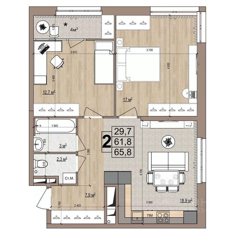 1-BD Apartment Sale, 65.8平方米 at Grand Komfort, Gudkova Street, Zhukovsky, Moscow Region, Russia #1 1-BD Apartment Sale, 65.8平方米 at Grand Komfort, Gudkova Street, Zhukovsky, Moscow Region, Russia #1