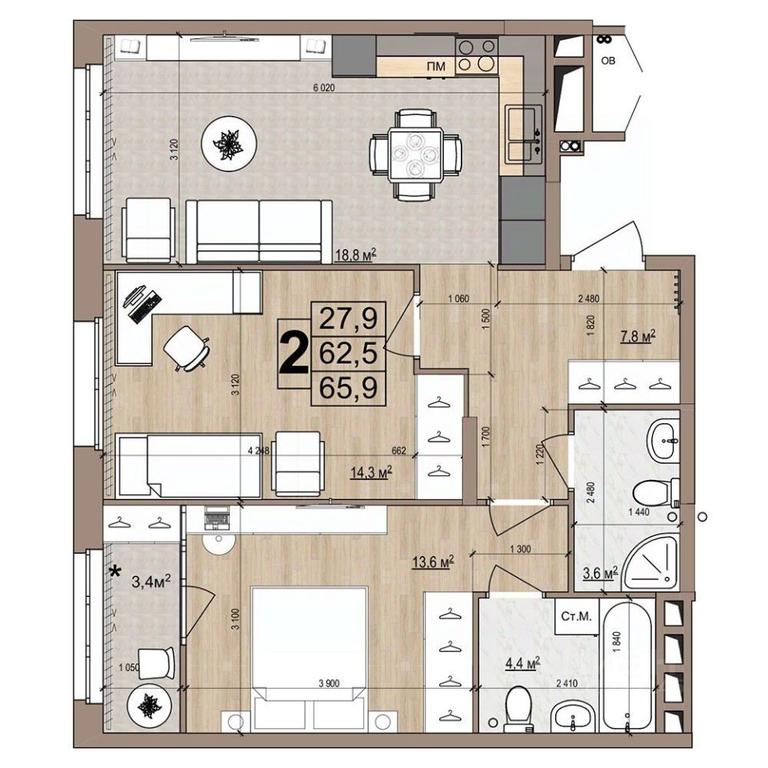 1-BD Apartment Sale, 65.9平方米 at Grand Komfort, Gudkova Street, Zhukovsky, Moscow Region, Russia #1 1-BD Apartment Sale, 65.9平方米 at Grand Komfort, Gudkova Street, Zhukovsky, Moscow Region, Russia #1