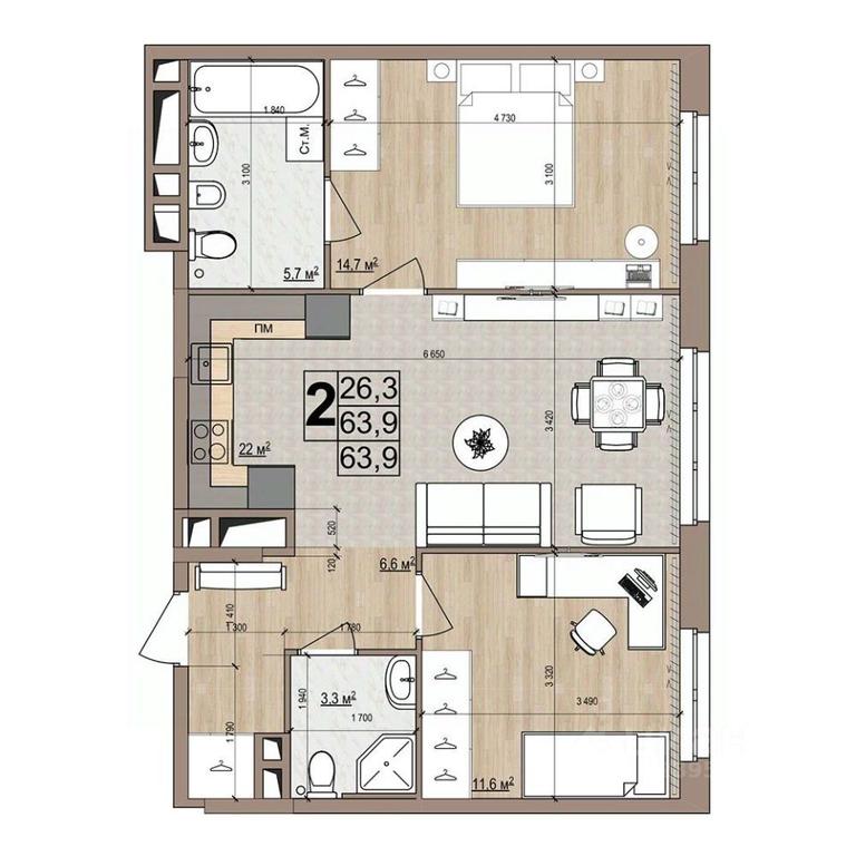1-BD Apartment Sale, 63.9 sq. m. at Grand Komfort, Gudkova Street, Zhukovsky, Moscow Region, Russia #1 1-BD Apartment Sale, 63.9 sq. m. at Grand Komfort, Gudkova Street, Zhukovsky, Moscow Region, Russia #1