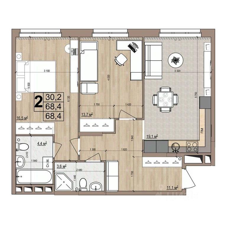 1-BD Apartment Sale, 68.4 sq. m. at Grand Komfort, Gudkova Street, Zhukovsky, Moscow Region, Russia #1 1-BD Apartment Sale, 68.4 sq. m. at Grand Komfort, Gudkova Street, Zhukovsky, Moscow Region, Russia #1