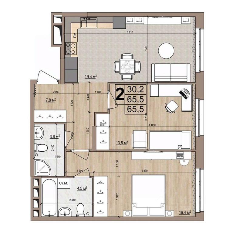 1-BD Apartment Sale, 65.5平方米 at Grand Komfort, Gudkova Street, Zhukovsky, Moscow Region, Russia #1 1-BD Apartment Sale, 65.5平方米 at Grand Komfort, Gudkova Street, Zhukovsky, Moscow Region, Russia #1